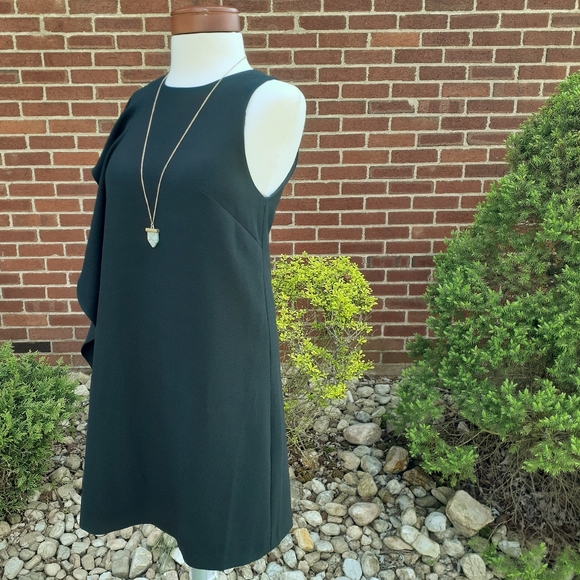 Chelsea 28 Nordstrom Crepe One Shoulder Flutter Ruffle LBD Dress Wedding Holiday - Picture 4 of 7